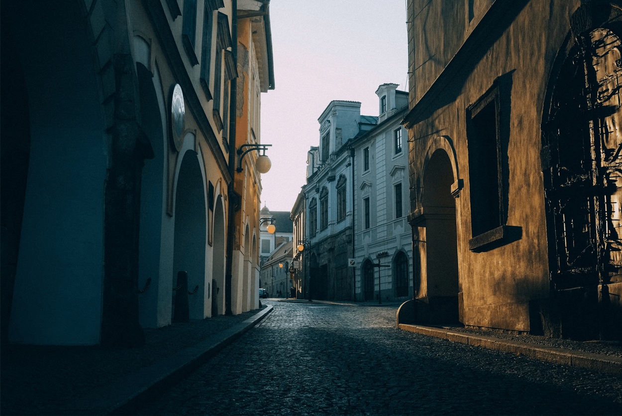 Old town at dusk